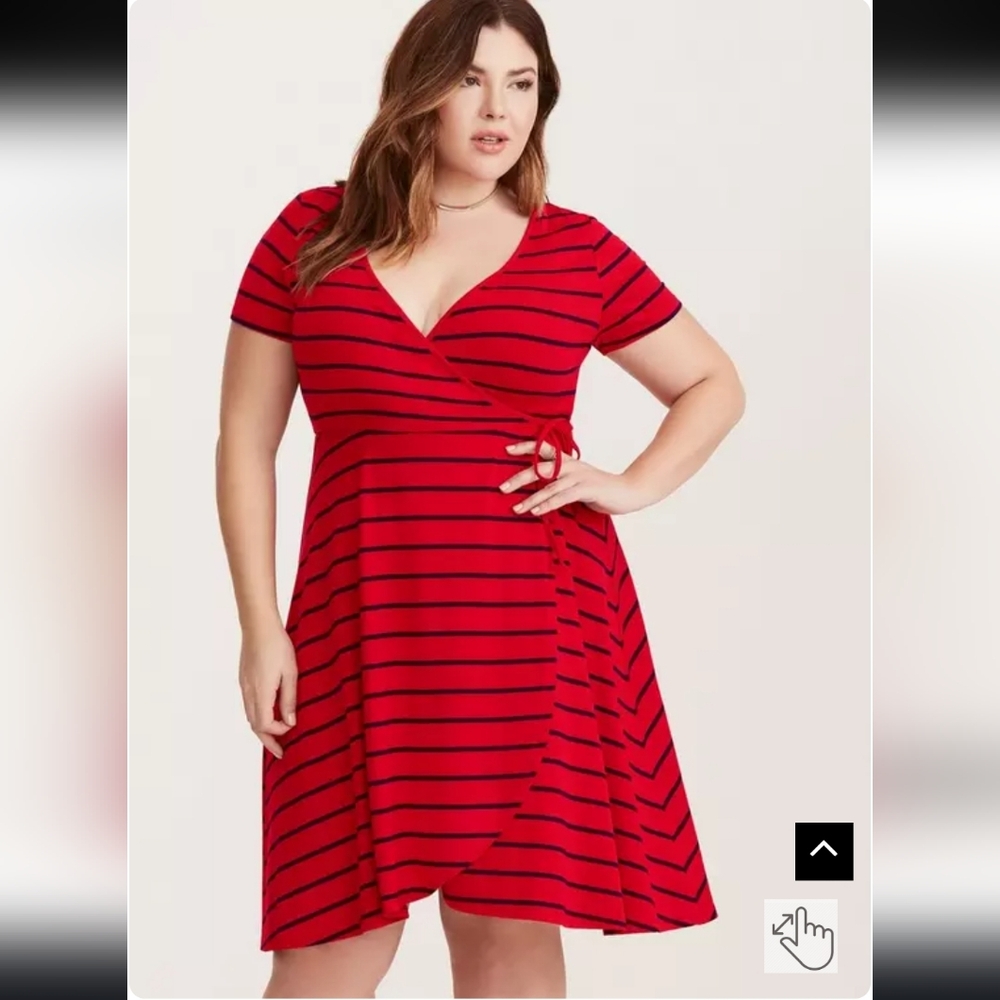 EUC TORRID Red Striped Wrap Dress